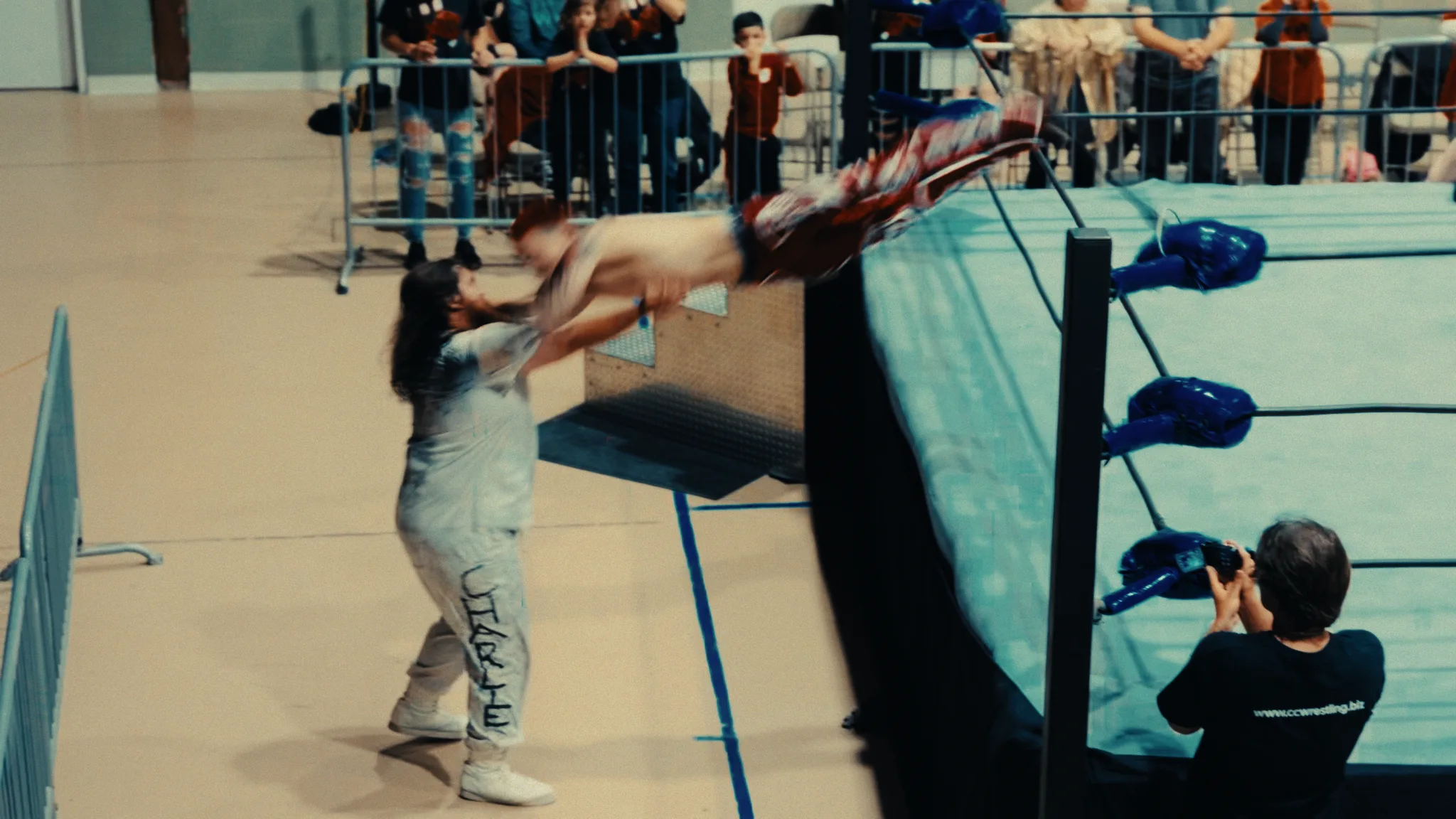 Wrestling action outside the ring