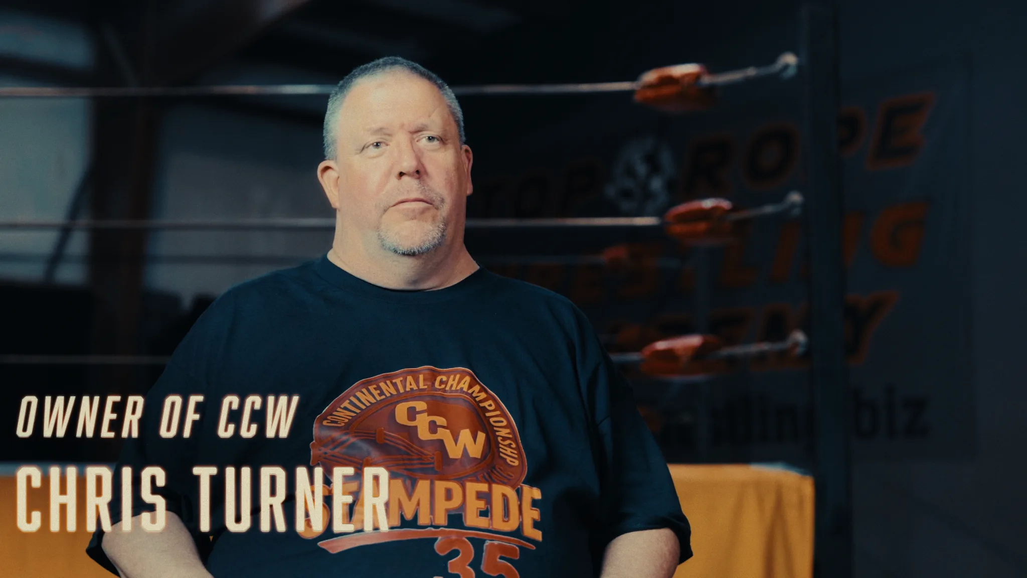 Chris Turner, owner of Continental Championship Wrestling, during his interview for A Violent Soap Opera