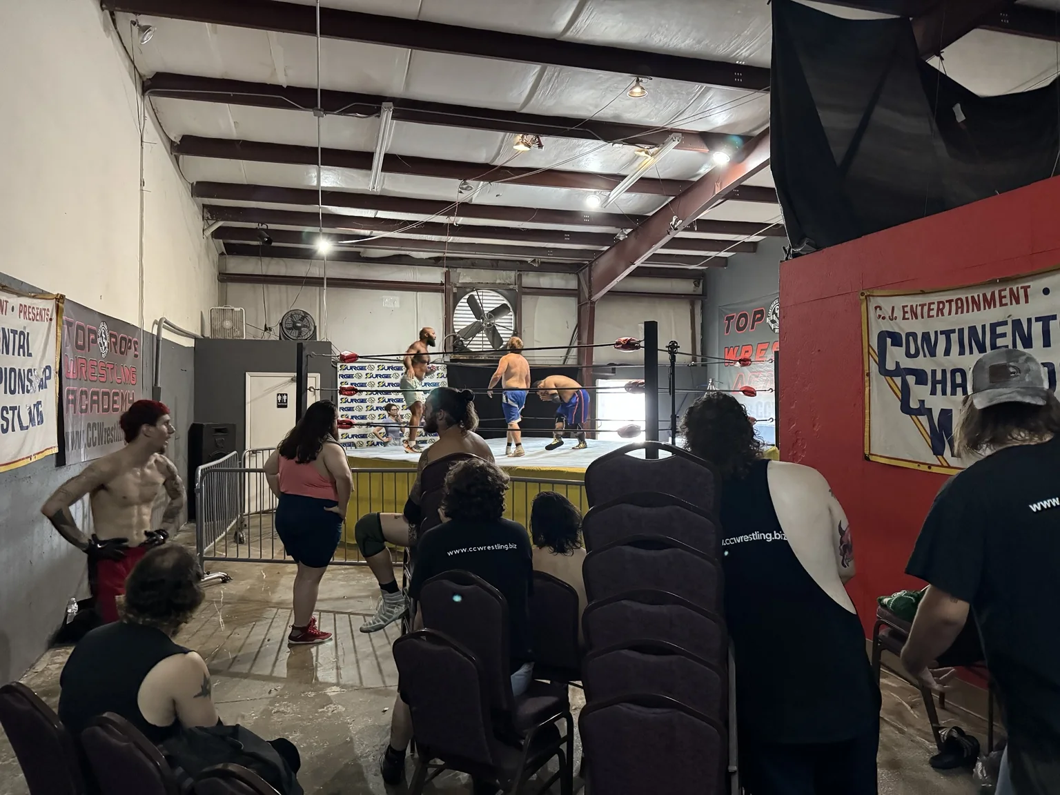Wrestling venue during production